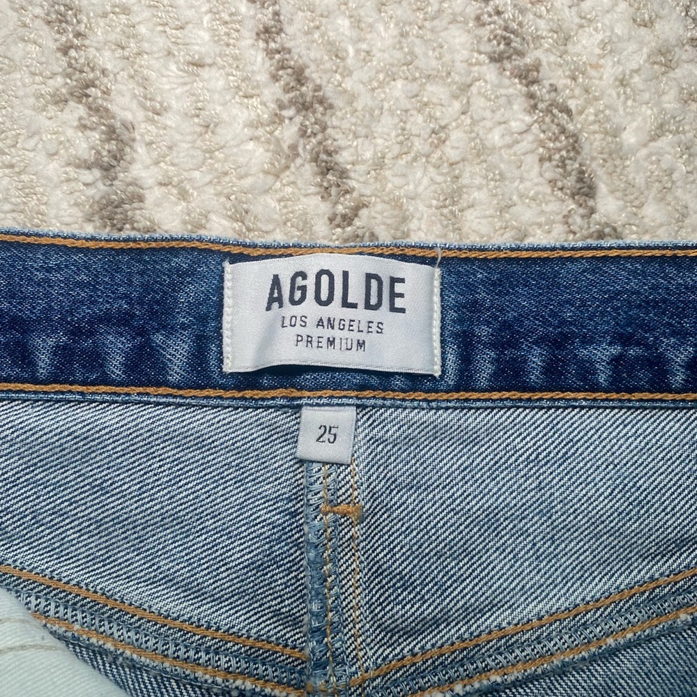 AGOLDE Distressed Button Front Denim Mini Skirt Size 25 - Picture 6 of 6